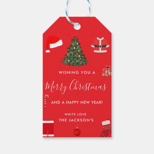 A Cozy Christmas Gathering Set on Warm Red Cadeaulabel (Voorkant)