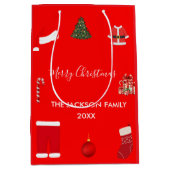 A Cozy Christmas Gathering Set on Warm Red Medium Cadeauzakje (Voorkant)
