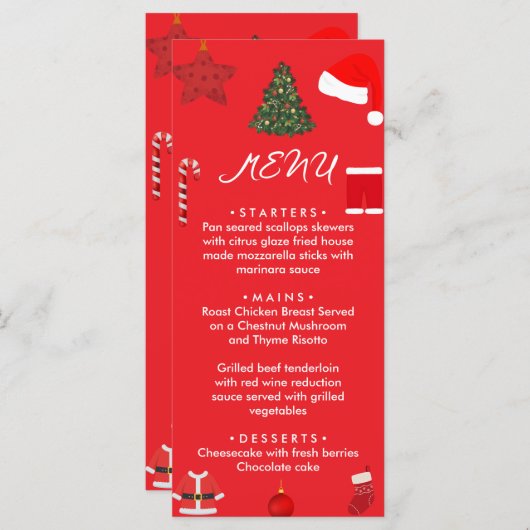 A Cozy Christmas Gathering Set on Warm Red Menu (Voorkant / Achterkant)