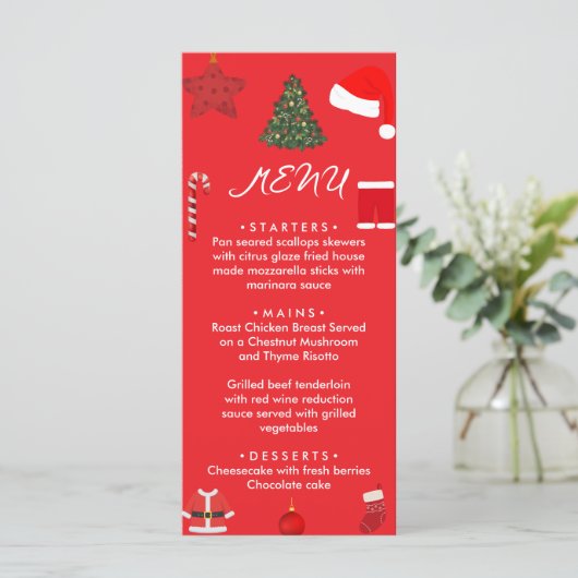 A Cozy Christmas Gathering Set on Warm Red Menu (Staand voorkant)