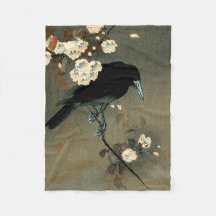 A Crow and Blossom door Ohara Koson Vintage Fleece Deken