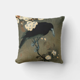 A Crow and Blossom door Ohara Koson Vintage Kussen