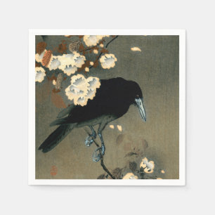 A Crow and Blossom door Ohara Koson Vintage Servet