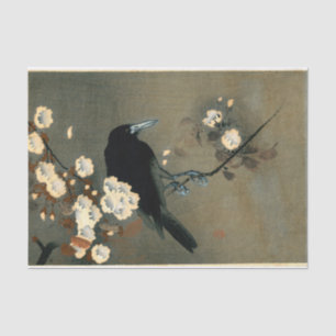 A Crow and Blossom door Ohara Koson Vintage Tissuepapier