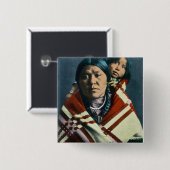 A Crow Indian Madonna en Child Vierkante Button 5,1 Cm (Voorkant /achterkant)