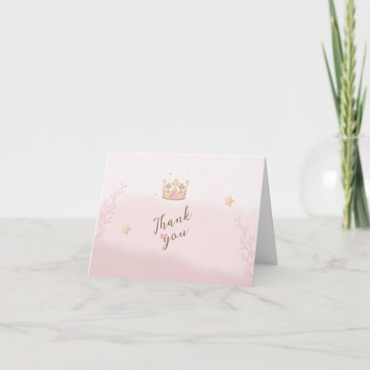 "A Crown for Princess" Pastel Shade Baby shower Bedankkaart (Voorkant)