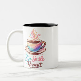 A cup of coffee to start your day with a smile tweekleurige koffiemok