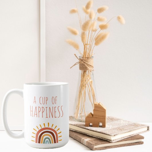 "A cup of happiness", moderne boho regenboog mok