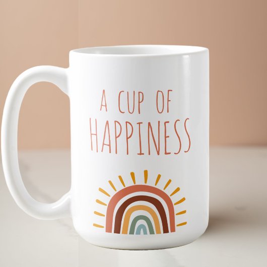 "A cup of happiness", moderne boho regenboog mok