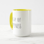 "A cup of happiness", moderne typografische mok (Voorkant links)
