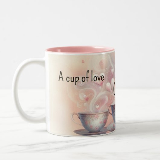 A Cup of Love Personalized Mug Tweekleurige Koffiemok (Links)