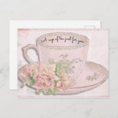 A Cup thee voor Moederdag roze Briefkaart (Voorkant / Achterkant)