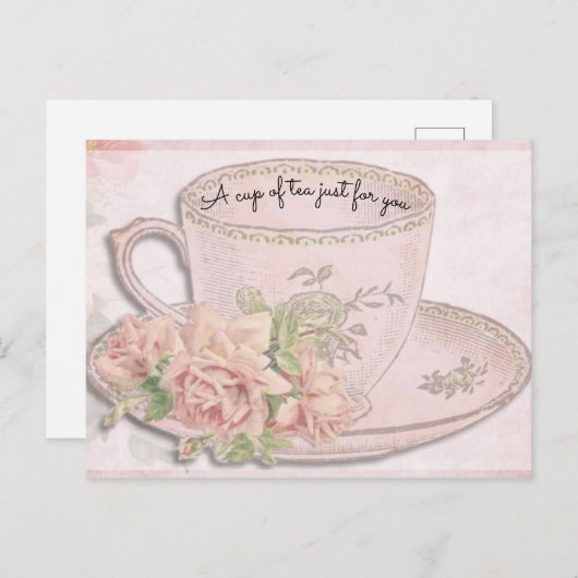 A Cup thee voor Moederdag roze Briefkaart (Voorkant / Achterkant)