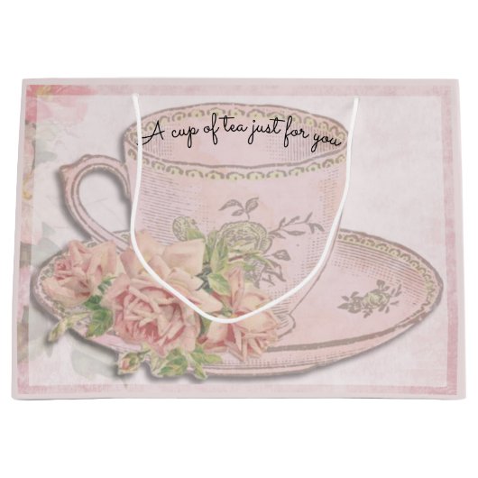 A Cup thee voor Moederdag roze Groot Cadeauzakje (Voorkant)