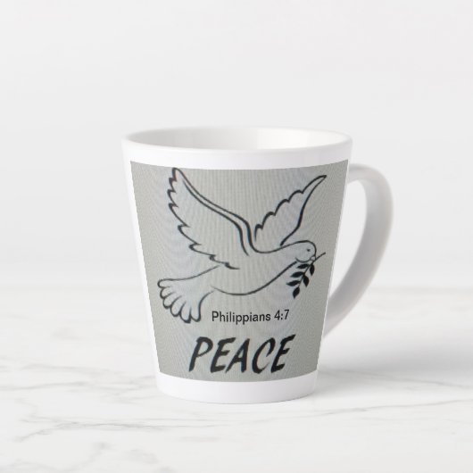 A cup with peace dove and scripture latte mok (Rechterhoek)