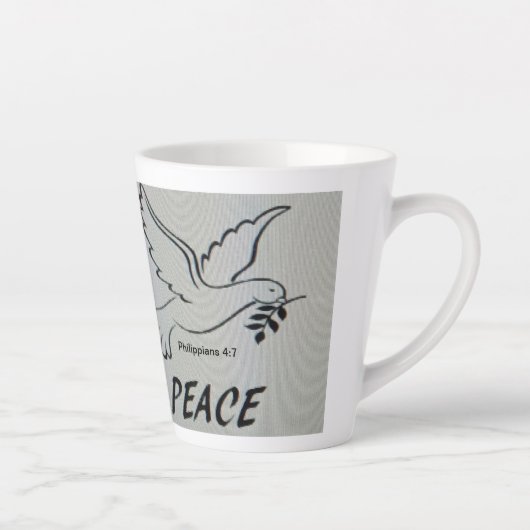 A cup with peace dove and scripture latte mok (Rechts)