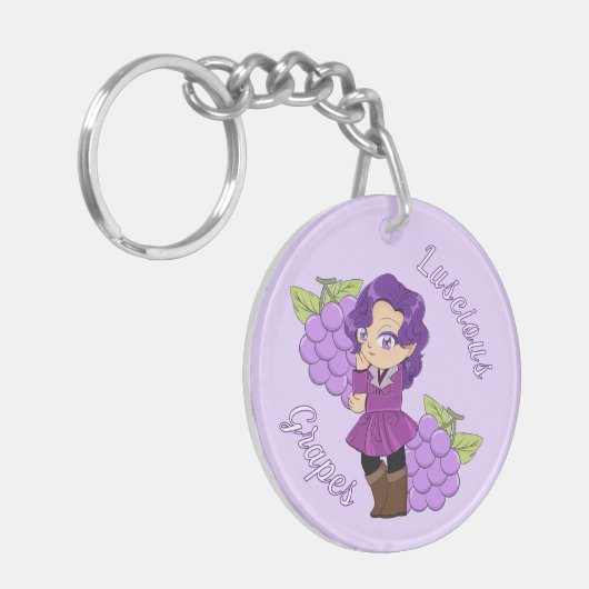A Customize Key Chain with Cute Grape Chibi Sleutelhanger (Voorkant Links)