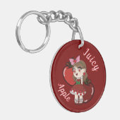 A Customized Key Chain with Cute Apple Chibi Sleutelhanger (Voorkant Links)