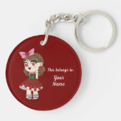 A Customized Key Chain with Cute Apple Chibi Sleutelhanger (Achterkant)