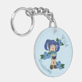 A Customized Key Chain with Cute Blueberry Chibi Sleutelhanger (Voorkant Links)