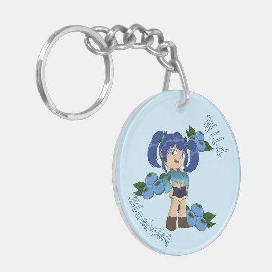 A Customized Key Chain with Cute Blueberry Chibi Sleutelhanger (Voorkant Links)