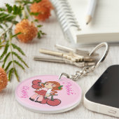 A Customized Key Chain with Cute Cherry Chibi Sleutelhanger (Voorkant Rechts)