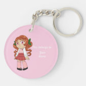 A Customized Key Chain with Cute Cherry Chibi Sleutelhanger (Achterkant)