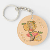 A Customized Key Chain with Cute Orange Chibi Sleutelhanger (Voorkant)
