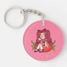 A Customized Key Chain with Cute Strawberry Chibi Sleutelhanger