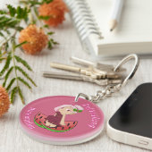 A Customized Key Chain with Cute Watermelon Chibi Sleutelhanger (Voorkant Rechts)