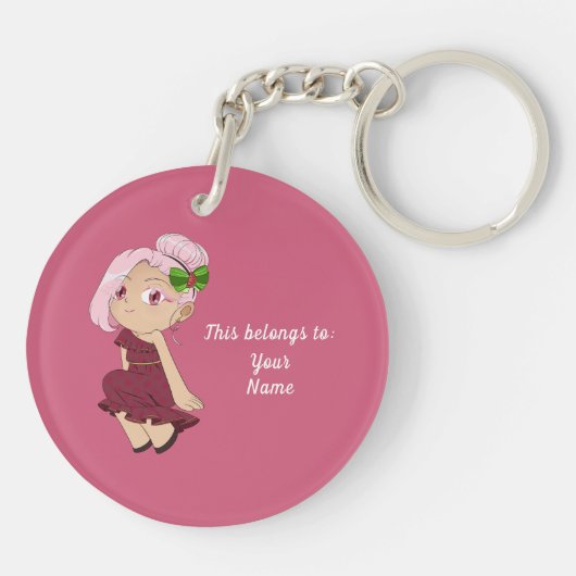 A Customized Key Chain with Cute Watermelon Chibi Sleutelhanger (Achterkant)