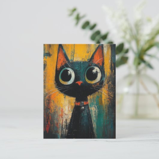 A Cute Adorable Black Cat Briefkaart (Staand voorkant)