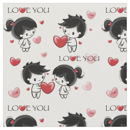 A cute and romantic fabric with a print  stof (Close Up)