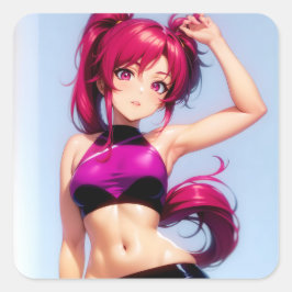 A cute anime girl vierkante sticker