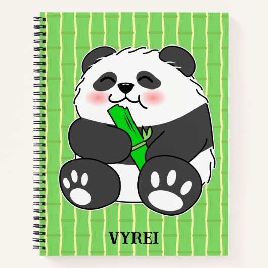 A Cute Baby Panda Eating Bamboo Stalk Notitieboek (Voorkant)