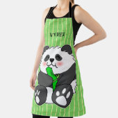 A Cute Baby Panda Eating Bamboo Stalk Schort (Insitu)