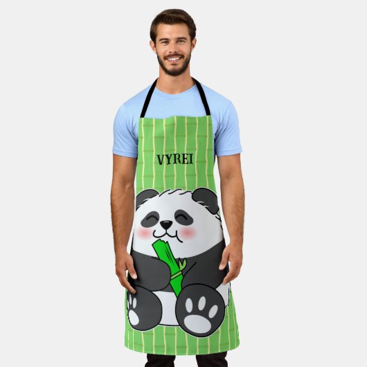 A Cute Baby Panda Eating Bamboo Stalk Schort (Gedragen)