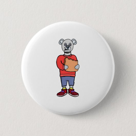 A Cute Bear Eating Bread Ronde Button 5,7 Cm (Voorkant)