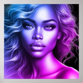 A Cute Blue and Purple Woman on a Wall Poster