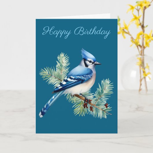 A Cute Blue Jay Kaart (Gele Bloem)