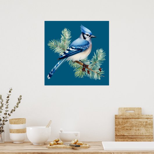 A Cute Blue Jay  Poster (Keuken)