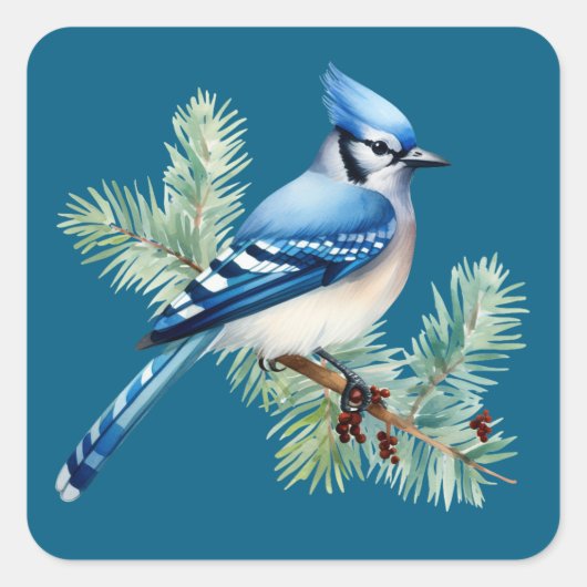A Cute Blue Jay  Vierkante Sticker (Voorkant)