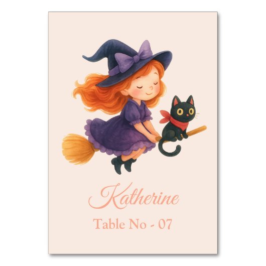 A Cute Boo & Cat with a Broom  Kaart (Voorkant)