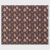 A Cute Christmas Wrapping Paper With Gingerbread Cadeaupapier (Vlak)