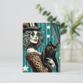 A Cute Clown and Black Cat Briefkaart (Staand voorkant)