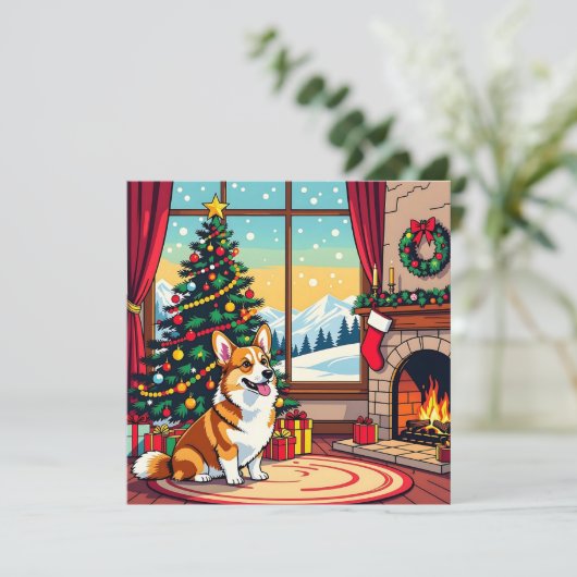 A Cute Corgi Christmas Personalized Feestdagenkaart (Staand voorkant)