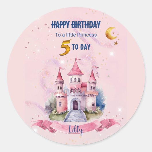 A Cute Fantasy Birthday Card Ronde Sticker (Voorkant)