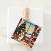 A Cute Festive Corgi Christmas Bedankjes Labels (In situ)