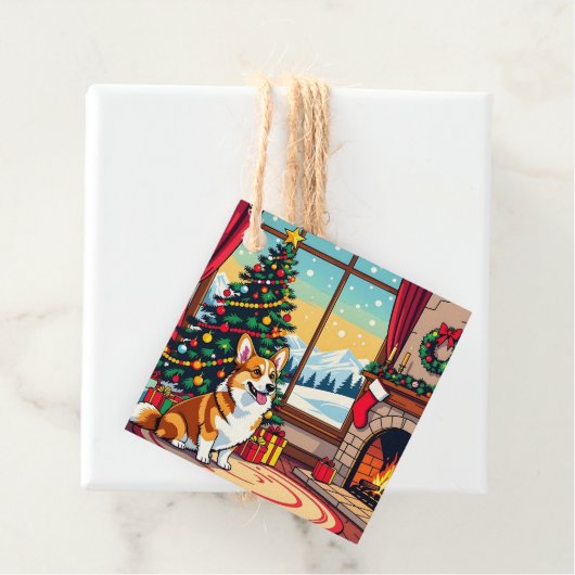 A Cute Festive Corgi Christmas Bedankjes Labels (In situ)