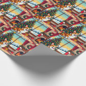 A Cute Festive Corgi Christmas Cadeaupapier (Hoek)